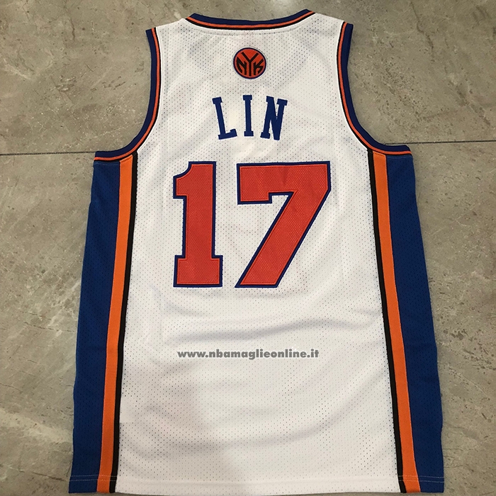 Maglia New York Knicks Jeremy Lin No 17 Mitchell & Ness 2011-12 Bianco